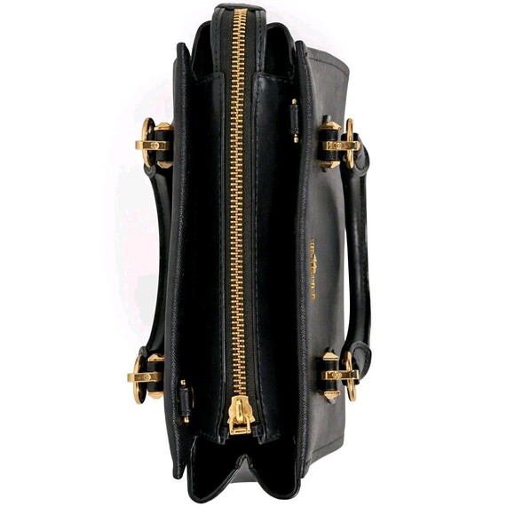 Michael Kors Marilyn Medium Saffiano Leather Satchel Black Gold - Picture 10 of 16